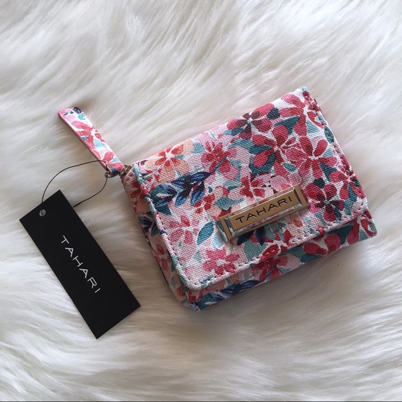 TAHARI | Trifold Multicolored Floral Zip Wallet - Picture 1 of 6